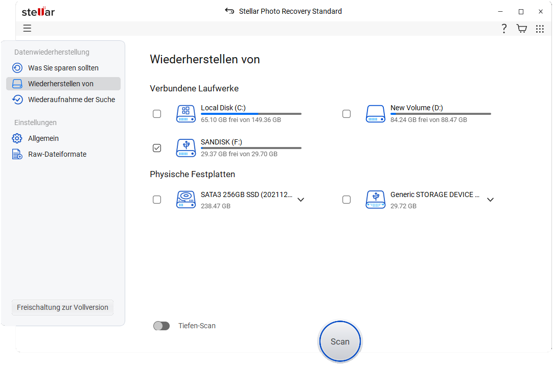 Wählen Sie Wiederherstellen von